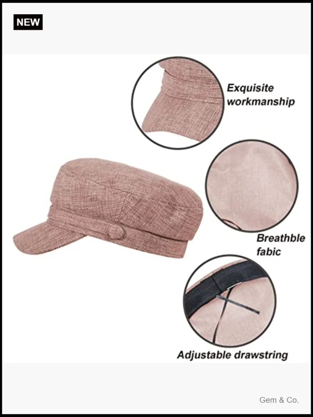 Vintage Newsboy Cap Adjustable Cotton Cabbie Hat for Women Daily Outdoor Travel
